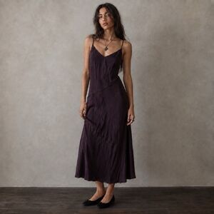 Vintage Y2K Plum Silky Slip Dress Small Whimsigoth Lace Trim Midi Dark Romance